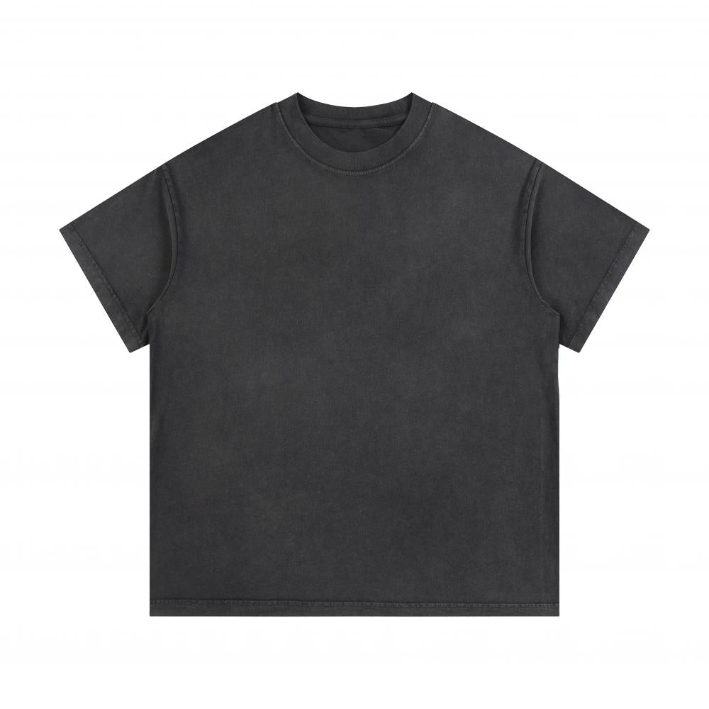 Unisex oversized enzyme-wash T-shirt, dark gray, crew neck, short sleeves