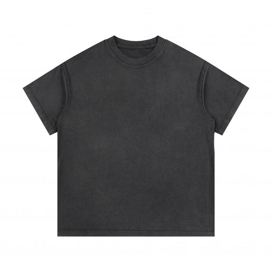Unisex oversized enzyme-wash T-shirt, dark gray, crew neck, short sleeves