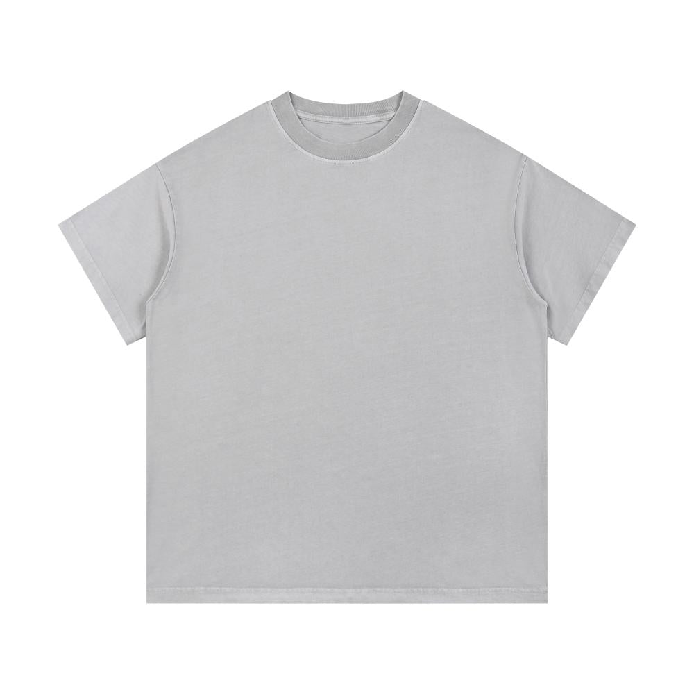 Unisex oversized enzyme-wash T-shirt, light gray, crew neck, short sleeves