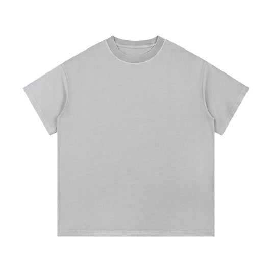 Unisex oversized enzyme-wash T-shirt, light gray, crew neck, short sleeves