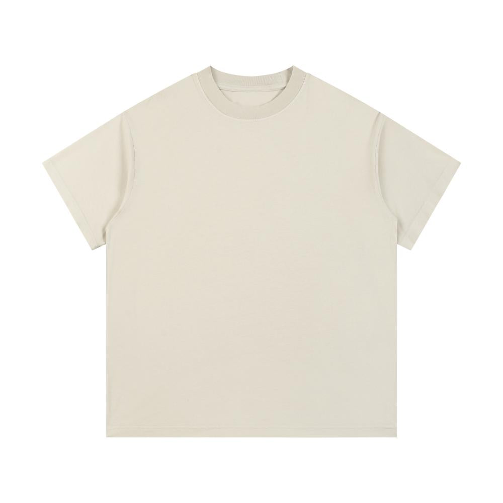 Unisex oversized enzyme-wash T-shirt, off-white, crew neck, short sleeves
