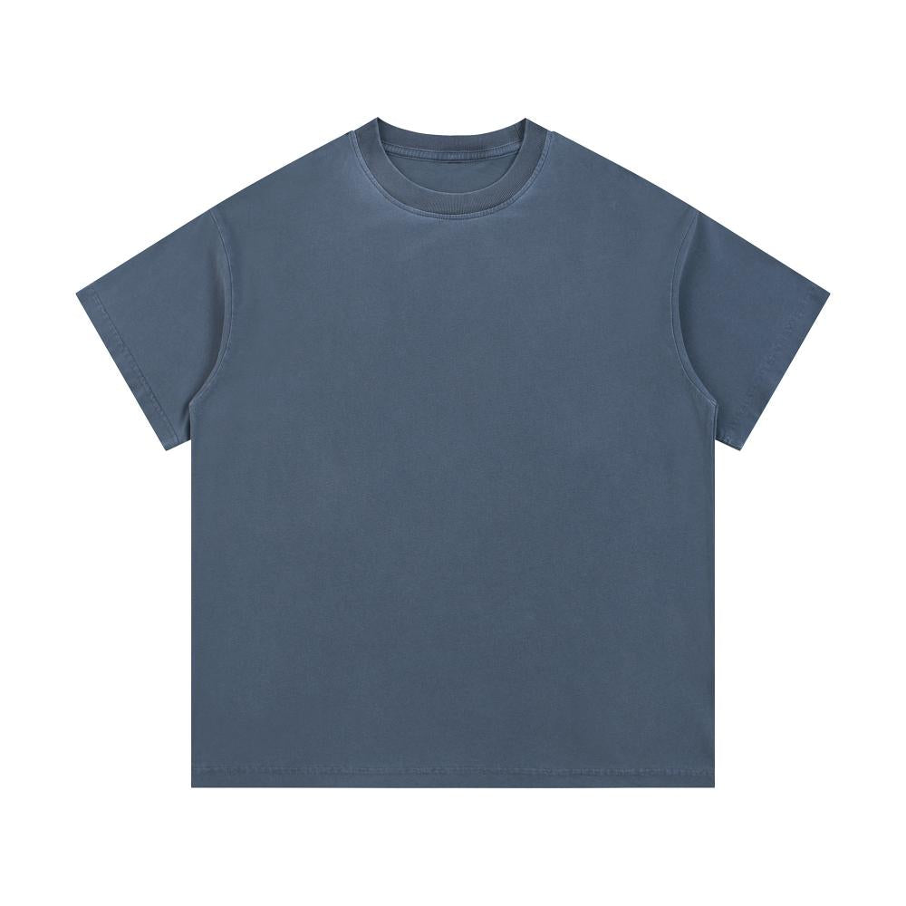 Unisex oversized enzyme-wash T-shirt, slate blue, crew neck, short sleeves