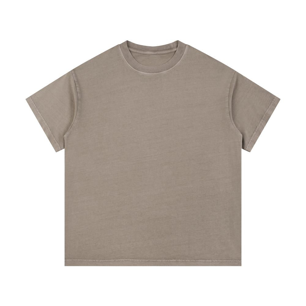Unisex oversized enzyme-wash T-shirt, taupe, crew neck, short sleeves