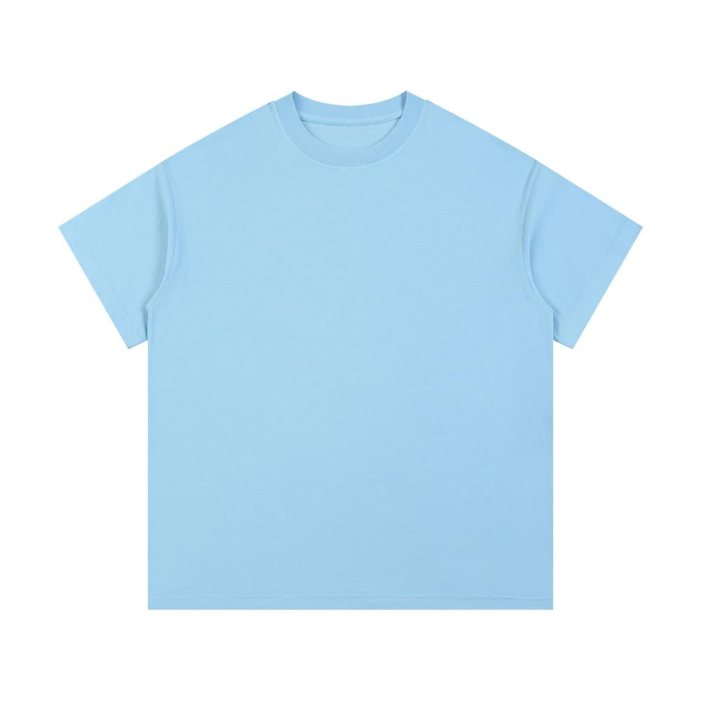 Unisex oversized enzyme-wash T-shirt, powder blue, crew neck, short sleeves