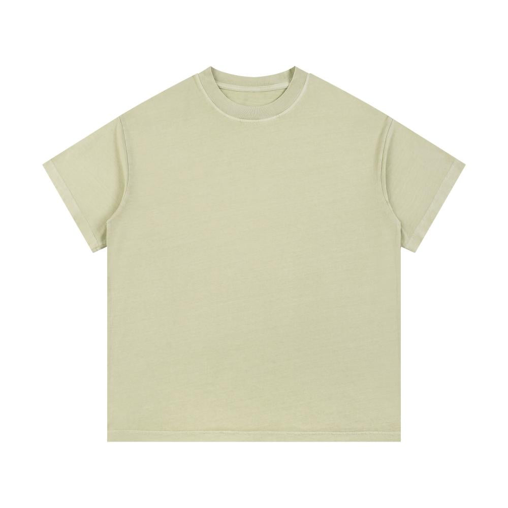 Unisex oversized enzyme-wash T-shirt, pale yellow, crew neck, short sleeves