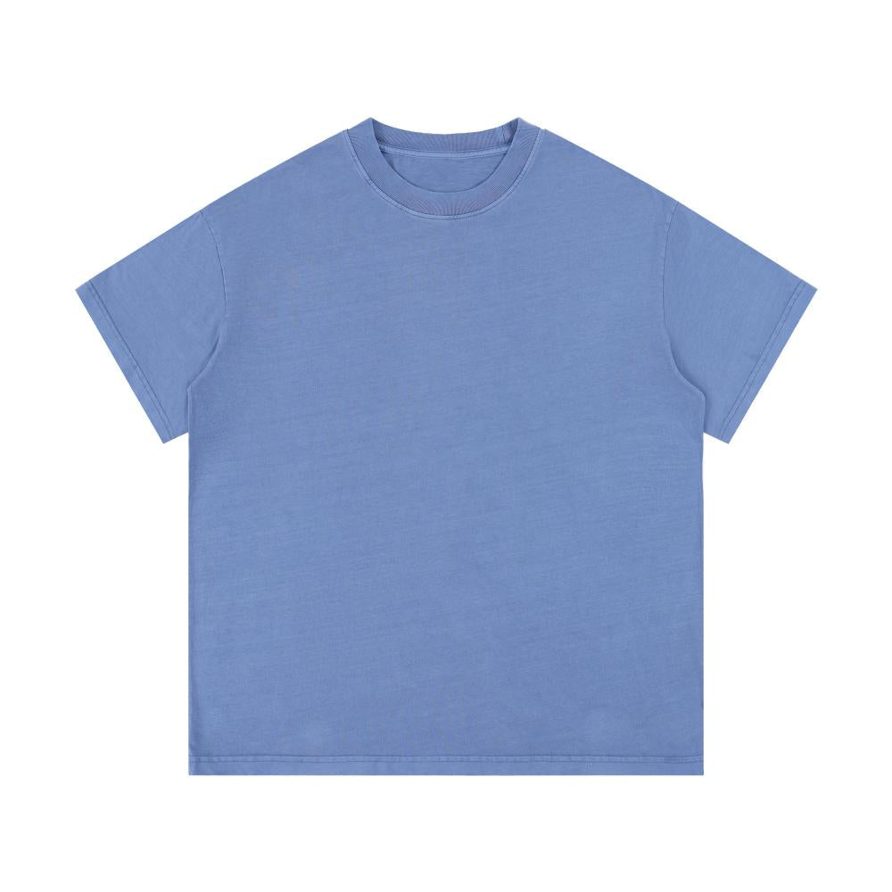 Unisex oversized enzyme-wash T-shirt, periwinkle blue, crew neck, short sleeves
