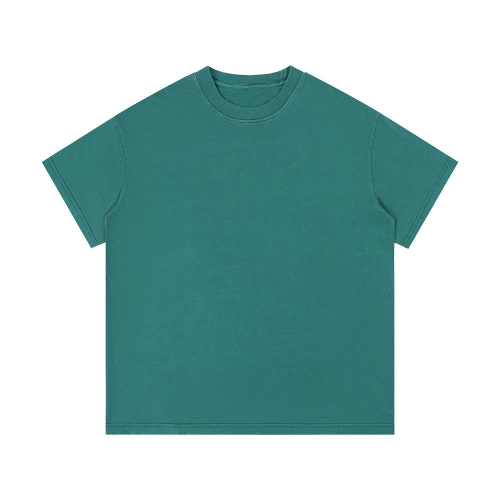 Unisex oversized enzyme-wash T-shirt, teal green, crew neck, short sleeves
