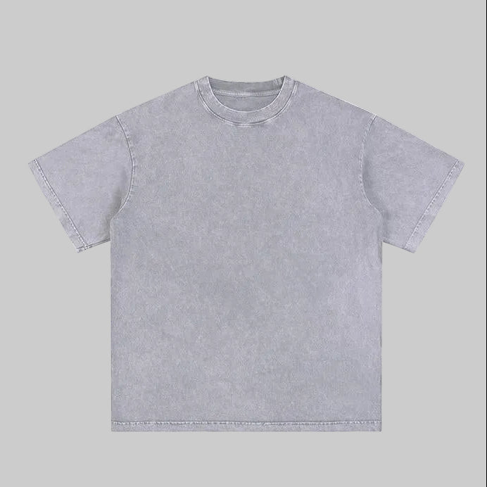 Unisex heavyweight oversized snow-wash T-shirt, ash gray, crew neck