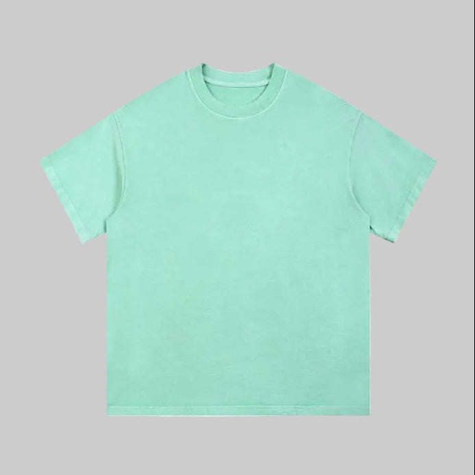 Unisex heavyweight oversized snow-wash T-shirt, mint green, crew neck