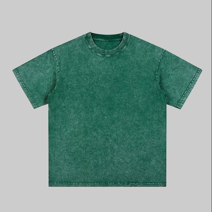 Unisex heavyweight oversized snow-wash T-shirt, dark green, crew neck