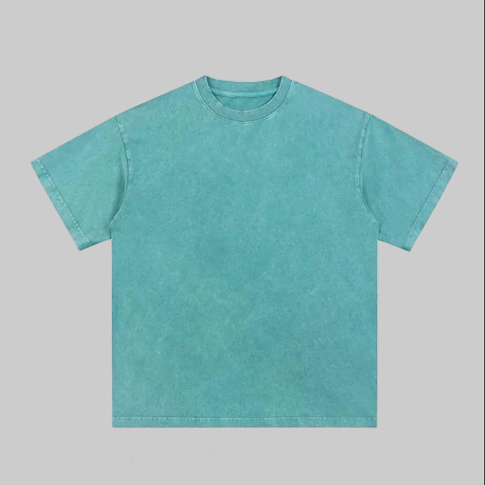Unisex heavyweight oversized snow-wash T-shirt, lake green, crew neck