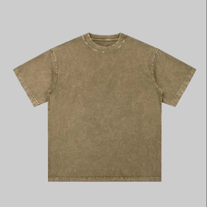 Unisex heavyweight oversized snow-wash T-shirt, grayish blue, crew neck