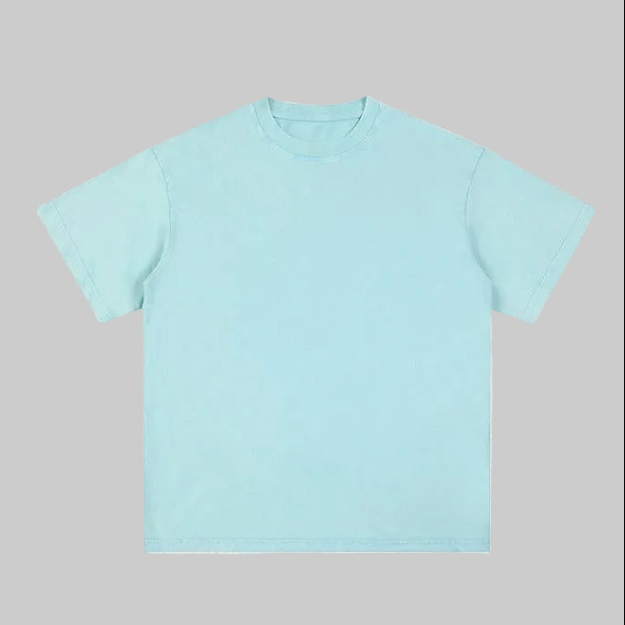 Unisex heavyweight oversized snow-wash T-shirt, cucumber yellow, crew neck