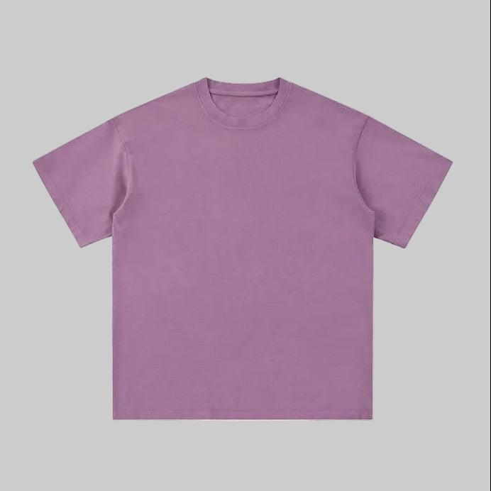 Unisex heavyweight oversized snow-wash T-shirt, purple Paris, crew neck