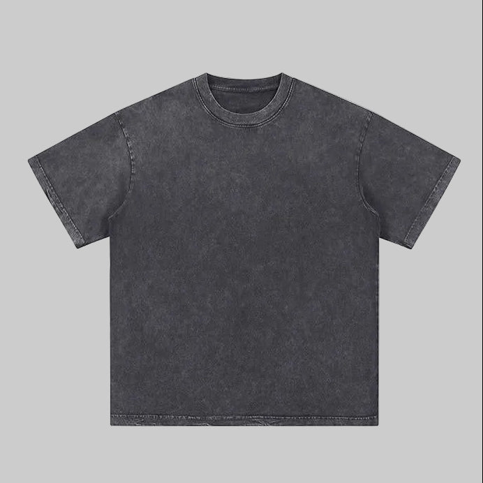 Unisex heavyweight oversized snow-wash T-shirt, deep ash gray, crew neck