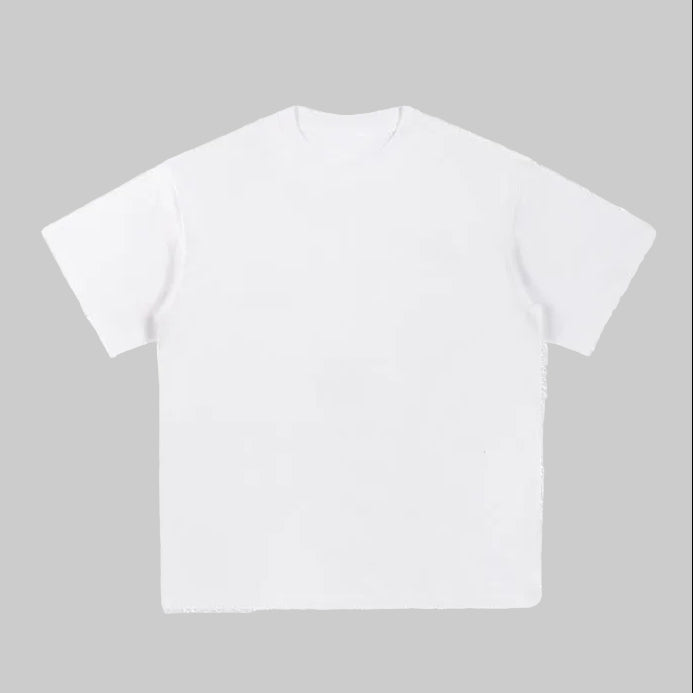 Unisex heavyweight oversized snow-wash T-shirt, water-washed white, crew neck